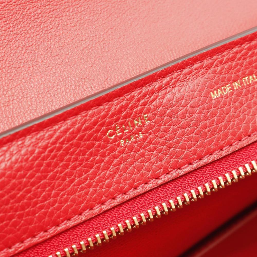 Celine Handbag Red Trapeze Leather Suede - Picture 4 of 7